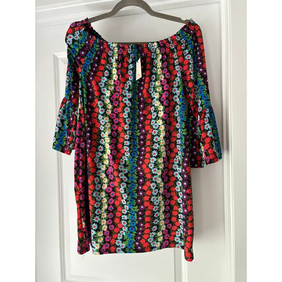 TRINA TURK Off Shoulder Flower Power Bell
Sleeve Mini Dress Size Small NWT - Picture 3 of 7